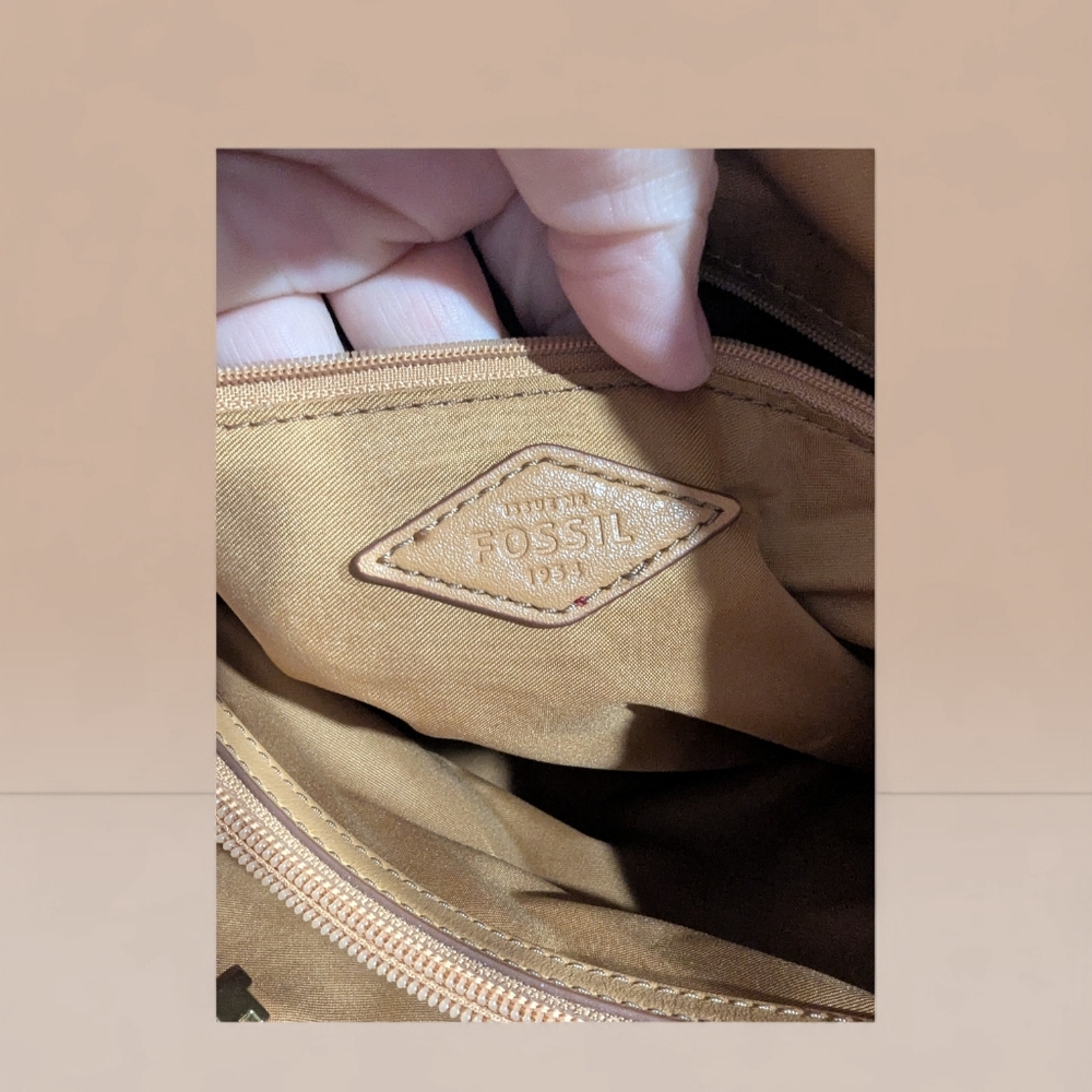 👜 Fossil Patchwork Leather Tote Satchel Crossbody - Picture 12 of 13